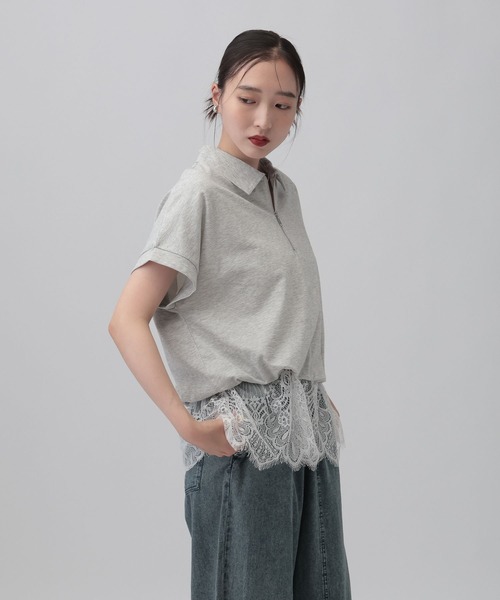 tシャツ レースドッキングZIPプルオーバー　771108 レディースの画像