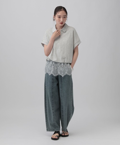 tシャツ レースドッキングZIPプルオーバー　771108 レディースの画像