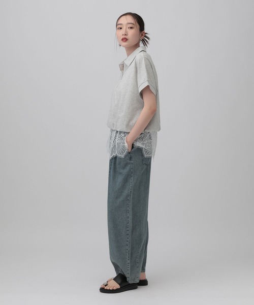 tシャツ レースドッキングZIPプルオーバー　771108 レディースの画像
