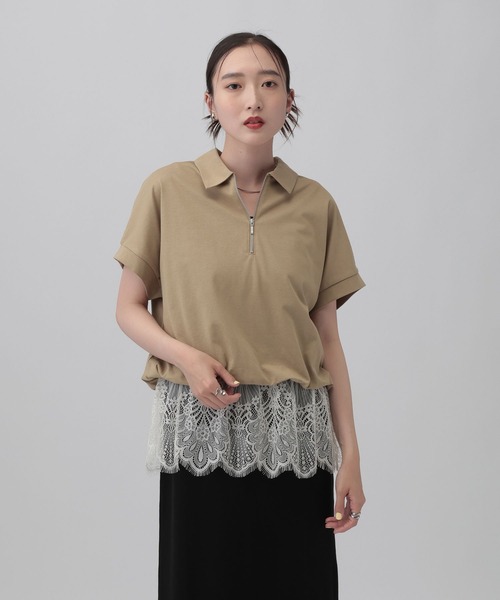 tシャツ レースドッキングZIPプルオーバー　771108 レディースの画像
