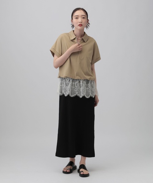 tシャツ レースドッキングZIPプルオーバー　771108 レディースの画像
