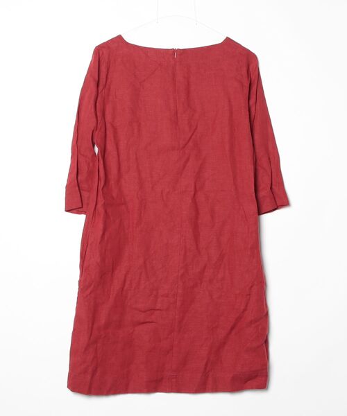 「fog linen work」 7分袖ワンピース - レッド レディース_画像2