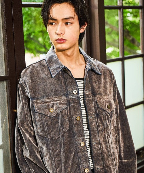 niko and…（ニコアンド） デニムジャケット gジャン Flocked Denim