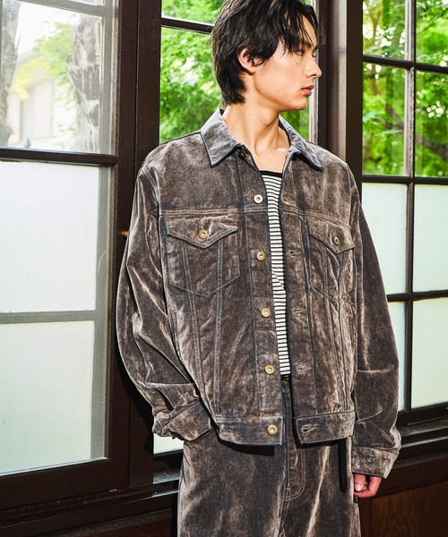 niko and…（ニコアンド） デニムジャケット gジャン Flocked Denim