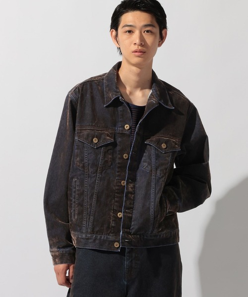 niko and…（ニコアンド） デニムジャケット gジャン Flocked Denim