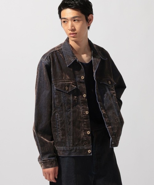 niko and…（ニコアンド） デニムジャケット gジャン Flocked Denim