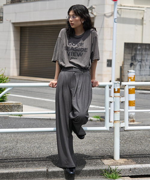 ワイドスラックス グレー FREAK'S STORE（フリークスストア） ワイドパンツ スラックス パンツ