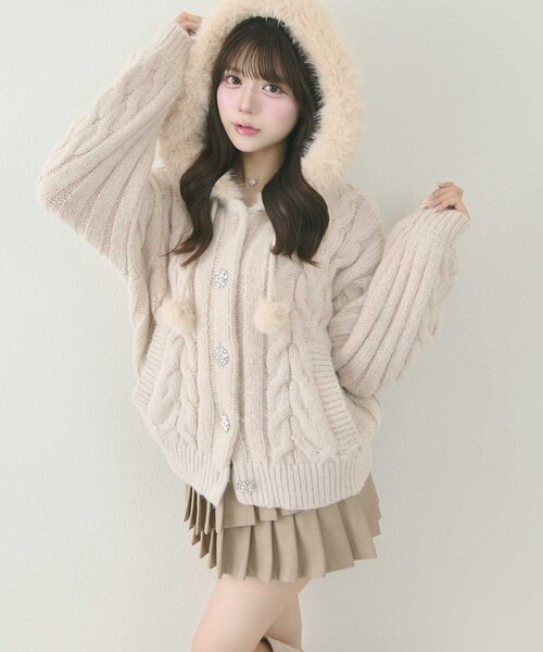 Belle Charme スカート 「Belle Charme」Button Flap Pleats Skirt