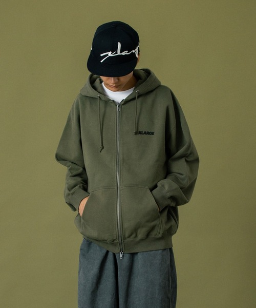 XLARGE ジップアップパーカー オリーブ XLARGE（エクストラ ラージ） ジップアップパーカー L オリーブ メンズ