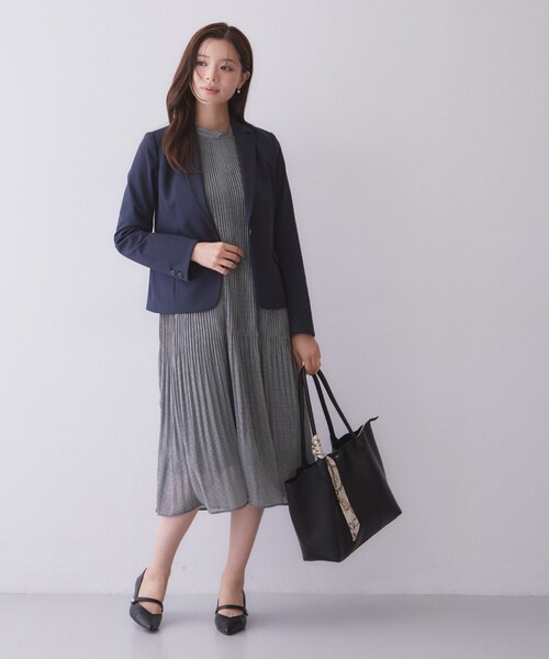 【新品タグ付】INDIVI プリーツドレスワンピース 大きいサイズ お呼ばれ index（インデックス） ワンピース 「XS-3Lサイズ」ジョーゼット