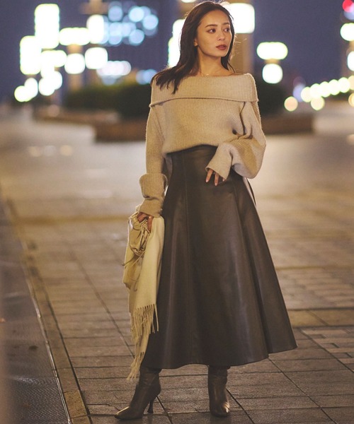 anuans（アニュアンス） ニット ラクーンミックスオフショルニットプル