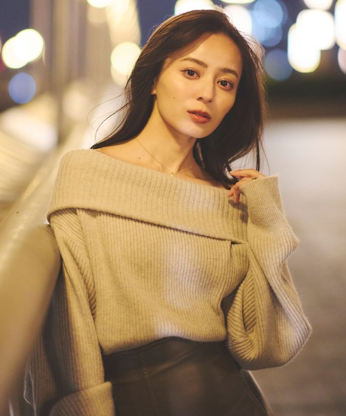 am anauansニット anuans（アニュアンス） ニット ラクーンミックスオフショルニットプル