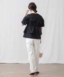 ブラウス シャツ 半袖 ビスチェフリルブラウス...の詳細画像3