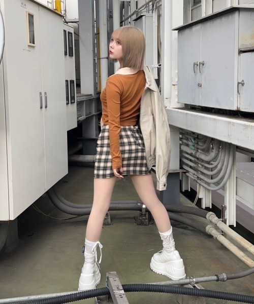 FANCY CLUB スカート 「FANCY CLUB」CHECK BUCKLE WRAP SKIRT