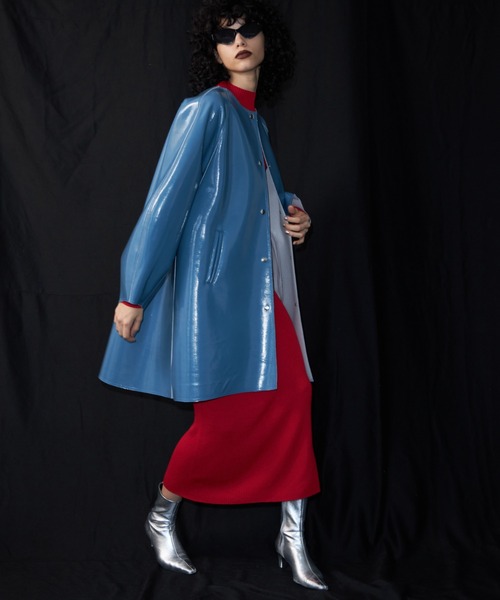ジャケット ノーカラージャケット ENAMEL BONDING TENT COAT/エナメル 