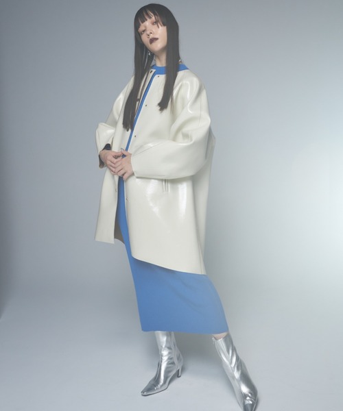 ジャケット ノーカラージャケット ENAMEL BONDING TENT COAT/エナメル 