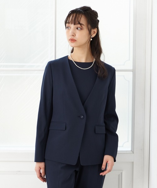 Giorgio Armani ベージュ ノーカラージャケット シングルブレストジャケット ピュアリネンキャンバス | Giorgio