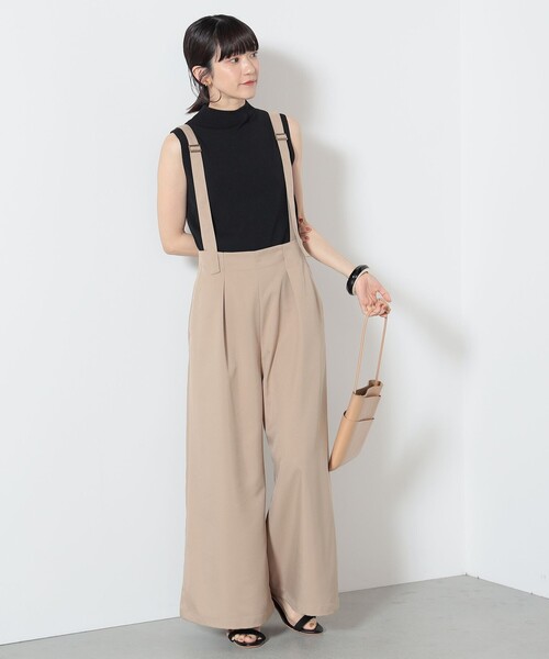 パンツ スラックス BEAMS HEART サスペンダー付き ワイドパンツ 