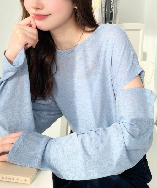 tシャツ Tシャツ 前後2WAYショルダースリットシアーロンT 