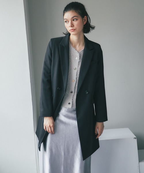 新品未使用　11号　グレージュ　テーラードジャケット ウォッシャブル】ナチュラルクロス 2釦パイピングテーラード