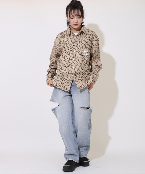 ブラウス シャツ 親子お揃い ヒョウ柄 シャツ 9364A レディース 親子お揃い ヒョウ柄 シャツ 9364A（シャツ/ブラウス