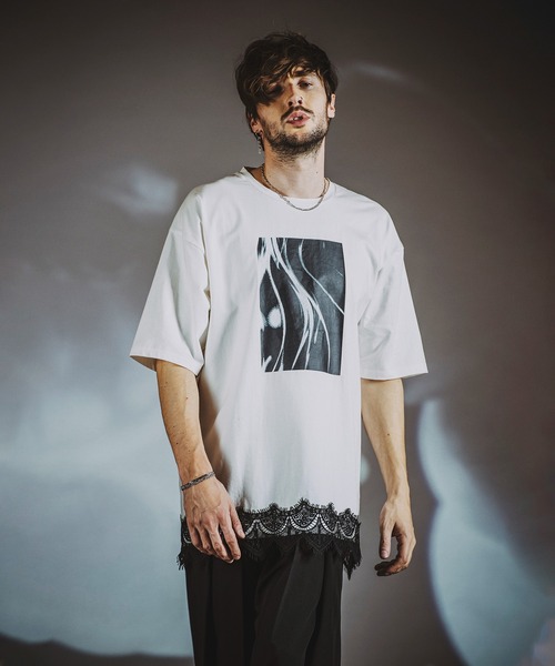 [NOiD] Tシャツ Mサイズ　白 NO ID.（ノーアイディー） tシャツ 「NO ID.」Mixture Big T-Shirt