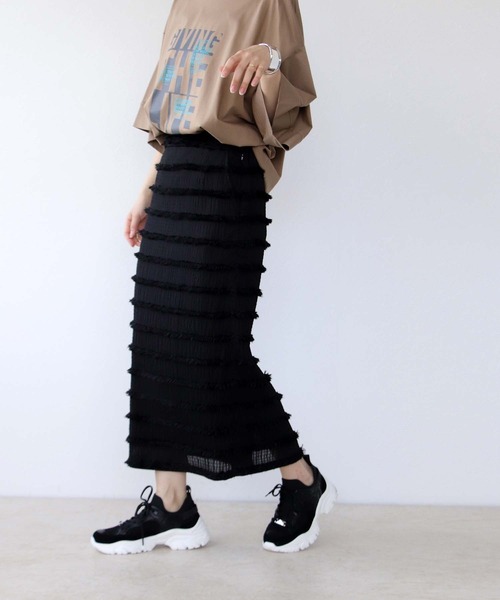 Jines スカート シアーフリンジジャガードスカート : ZOZOTOWN