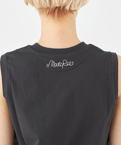 MACPHEE tシャツ ボタニカルエンブロイダリー ノースリーブプル