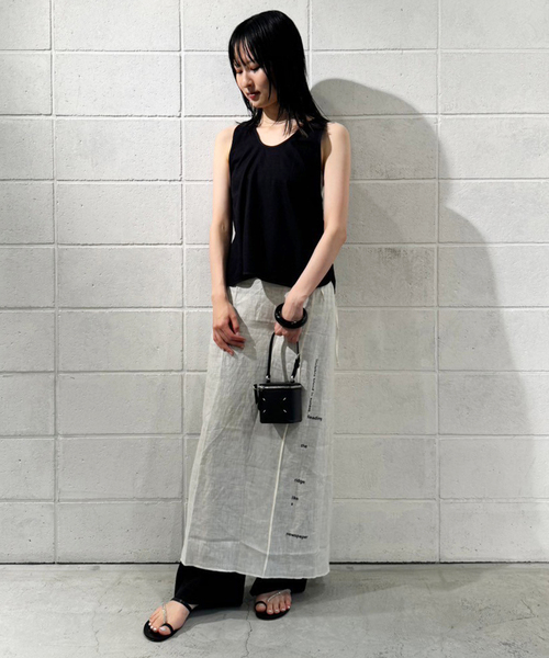 ベースレンジ　コットンスカート　黒 BASERANGE PICTORIAL STRAP SKIRT（スカート）｜BASERANGE