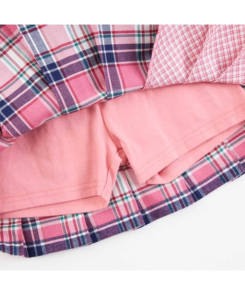 KP スカート チェックプリーツリボン付きスカパン(90〜160) キッズ