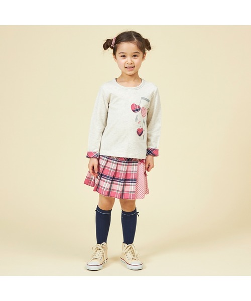 KP スカート チェックプリーツリボン付きスカパン(90〜160) キッズ