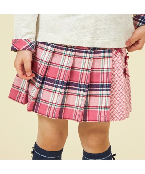 TRALALA赤チェックスカパン　リボンキュロット リズリサのTRALALA赤チェックスカパン リボンキュロット パンツ