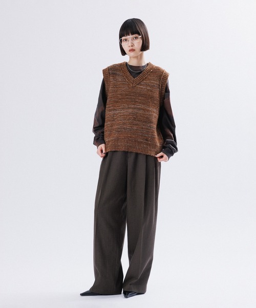 ベスト ジレ REVERSIBLE BOX KNIT VEST レディース メンズ