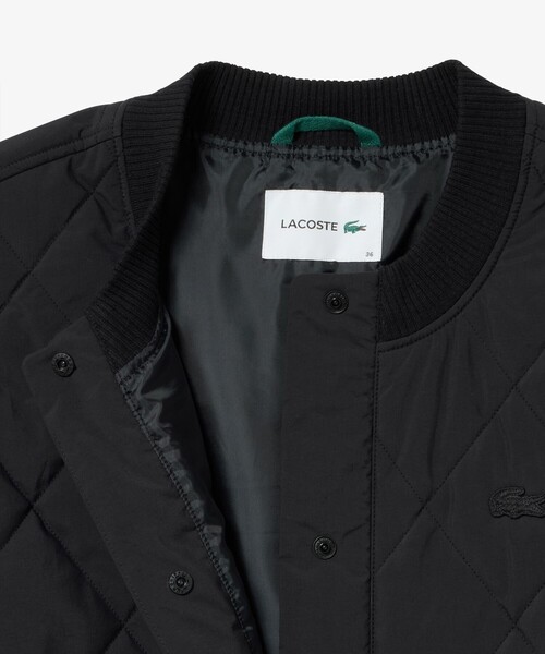 【LACOSTE】ボックスシルエット撥水キルティングジャケット ラウンドヘムライン ボックスシルエット撥水キルティング