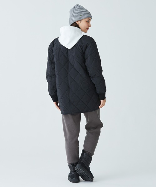 【LACOSTE】撥水キルティングジャケット LACOSTE ジャケット ノーカラージャケット ラウンドヘムライン