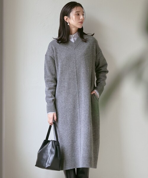 SLOW 23区　ワンピース　　　【新品】 23区 ワンピース 「SLOW/一部店舗限定」ニットトータル Vネック