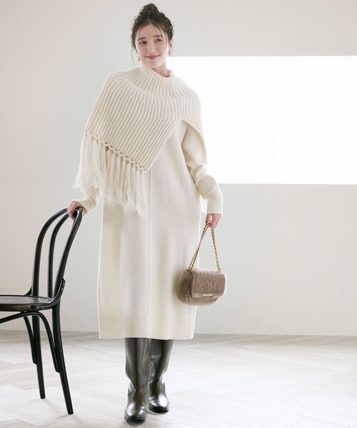 SLOW 23区　ワンピース　　　【新品】 23区 ワンピース 「SLOW/一部店舗限定」ニットトータル Vネック