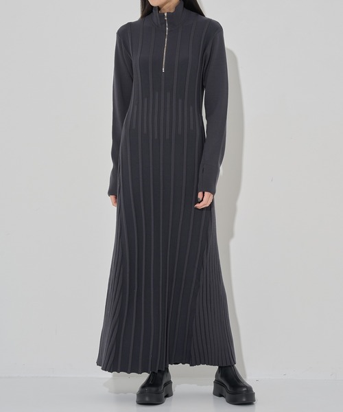 CINOH（チノ） ドレス 「CINOH/チノ」別注 ZIP KNIT DRESS/ジップ