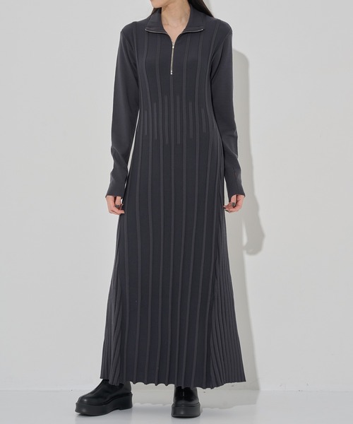 CINOH（チノ） ドレス 「CINOH/チノ」別注 ZIP KNIT DRESS/ジップ