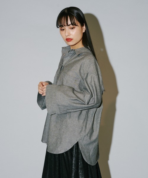 terrace ブラウス シャツ ワイドスリーブダンガリーシャツ レディース 