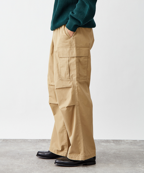 TENDERLOIN HB PNT KHAKI ヘリンボーン　カーゴパンツ コットンナイロン ベル ワイドカーゴパンツ（カーゴパンツ