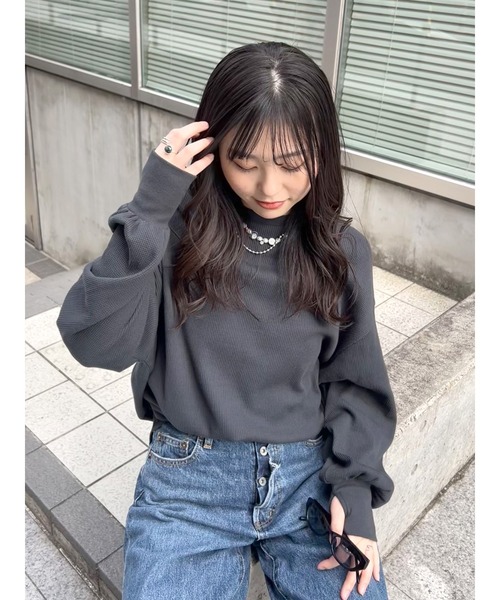 Ungrid tシャツ 「WEB限定」スリーブボリュームワッフルロング