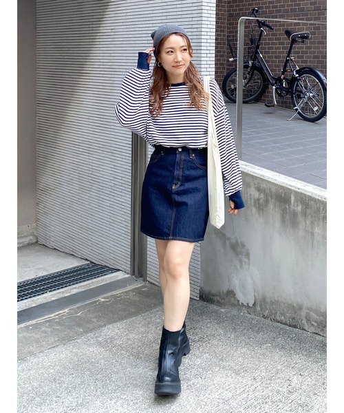 tシャツ ワッフルボリュームスリーブサイドスリットロングTシャツ レディース ワッフルボリュームスリーブサイドスリットロングTシャツ（T