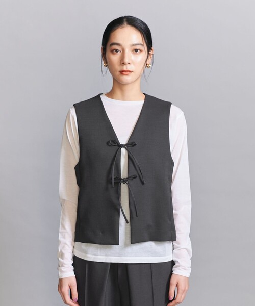 ユナイテッドアローズ　ビューティーアンドユース　ジレ　ベスト　タグ付き BEAUTY＆YOUTH UNITED ARROWS ベスト ジレ フロントリボン