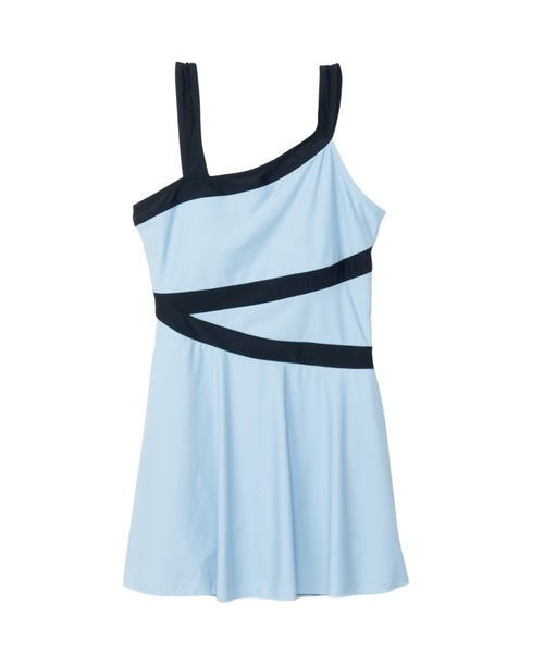 水着 ワンピース バイカラー フレア スカート レディース グレー バイカラーフレアスリーブワンピース/水着【SEADRESS シードレス