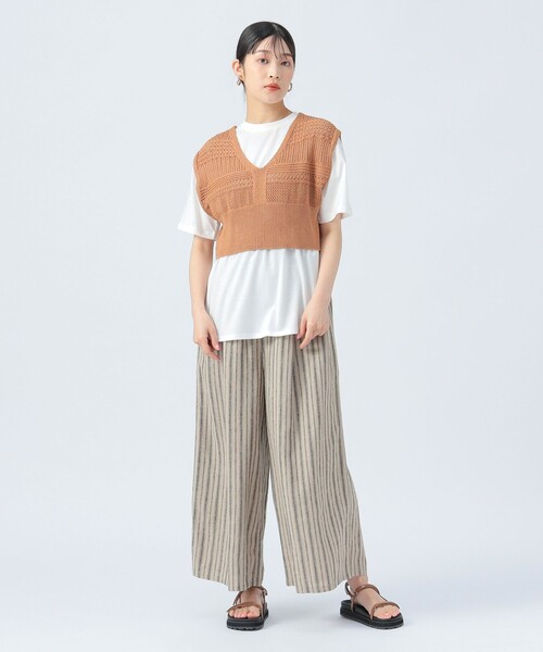 BEAMS HEART ニット セーター メッシュ ビスチェ × Tシャツ