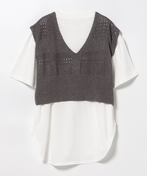 お値下げ中　★新品・未使用★　BEAMS　ビスチェ　ニット BEAMS HEART ニット セーター メッシュ ビスチェ × Tシャツ