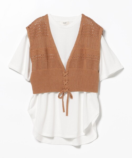 お値下げ中　★新品・未使用★　BEAMS　ビスチェ　ニット BEAMS HEART ニット セーター メッシュ ビスチェ × Tシャツ
