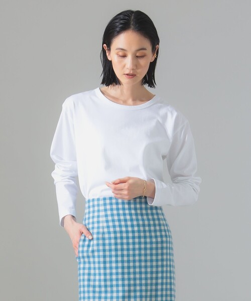 tシャツ 「別注」ATON / DRY COTTON JERSEY ロングスリーブ Tシャツ レディース