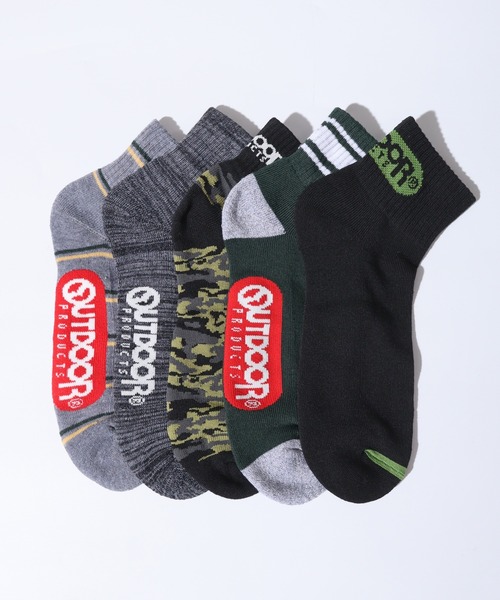 モノグラムロゴ クッション ソックス 5足セット OUTDOOR PRODUCTS 靴下 5足セット クォーターソックス 5P メンズ